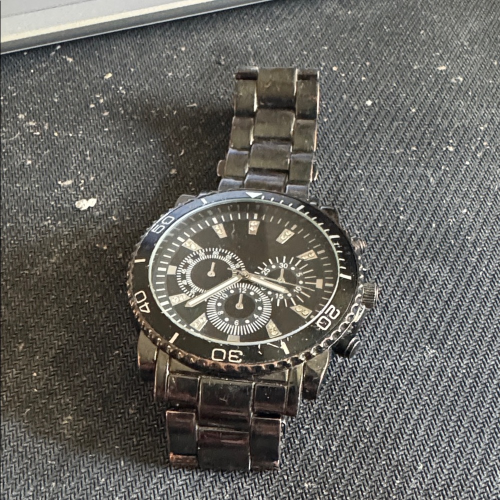 Black Men's Stainless Style Chronograph Watch by Accutime watch co